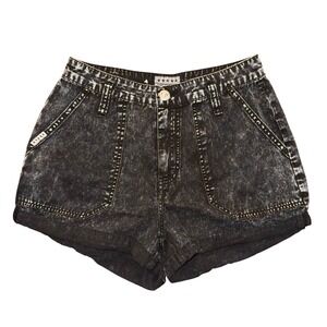 FiveStar General Acid Wash Denim Shorts High Waist Cuffed‎ Black Size 5/27